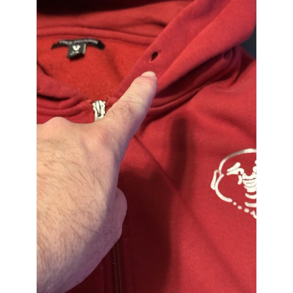 True Religion Men's Large‎ Sweatsuit Set Jogger and Pullover Hoodie, Red, Buddha